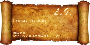 Lencs István névjegykártya